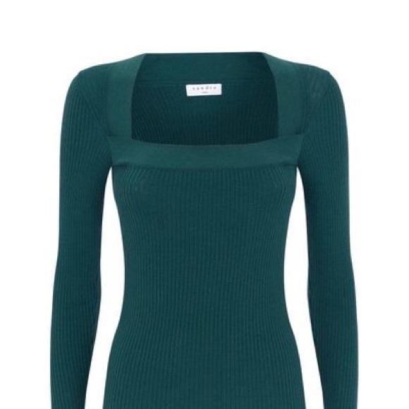 Sandro Green Square Neck Sweater Sz 
